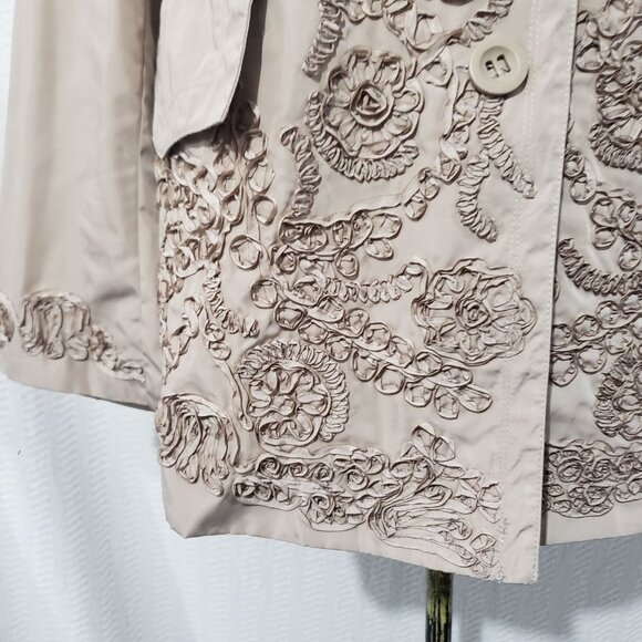 NWT Vtg Nikki Valenti Beige Silky Embroidered Jacket Blazer S $168 - Picture 8 of 13
